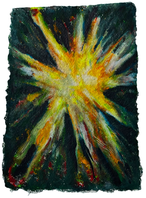 Source 001 — Acrylic and ink on very thick cotton paper