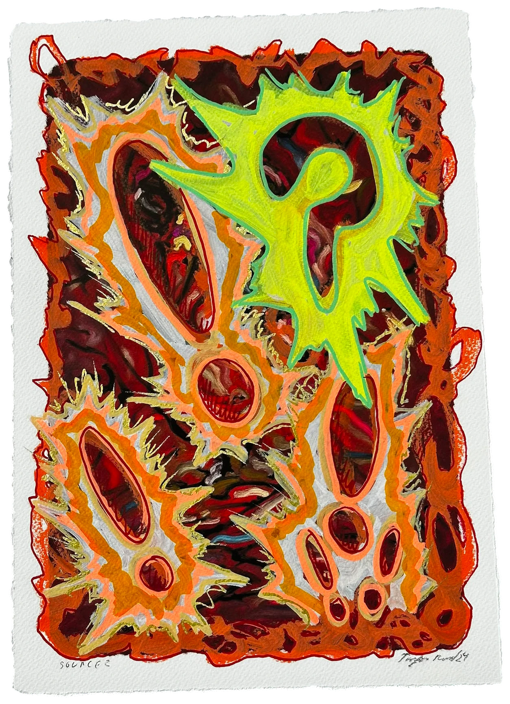 Source 2 V001 — Acrylic and print on paper, torn edges