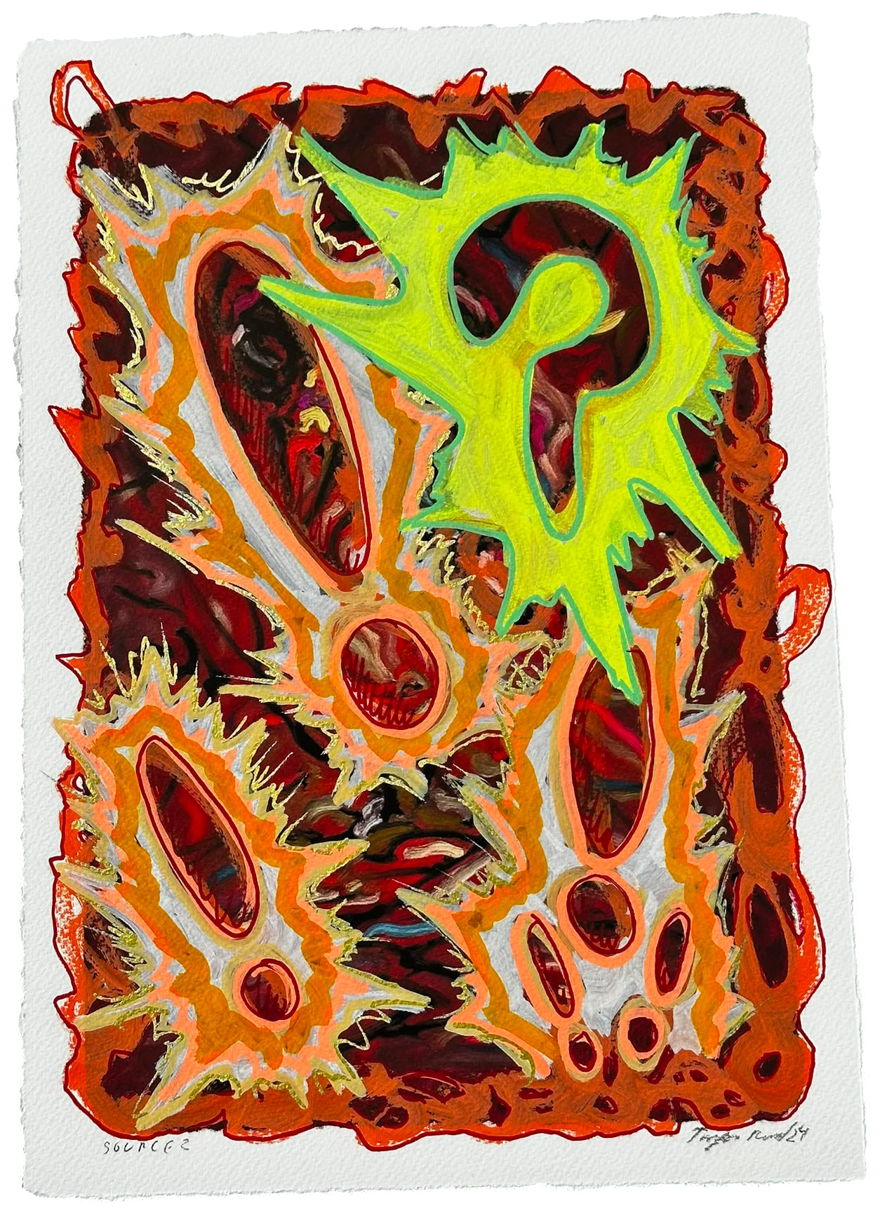 Source 2 V001 — Acrylic and print on paper, torn edges