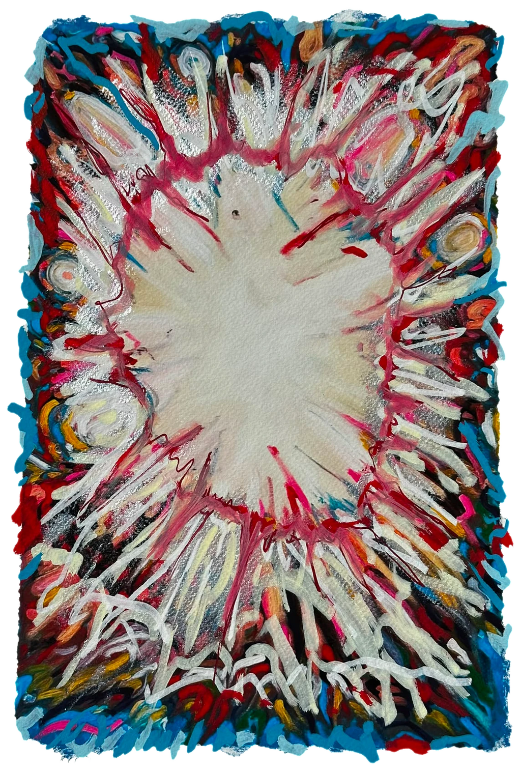 Source 3 V001 — Acrylic and print on paper, torn edges