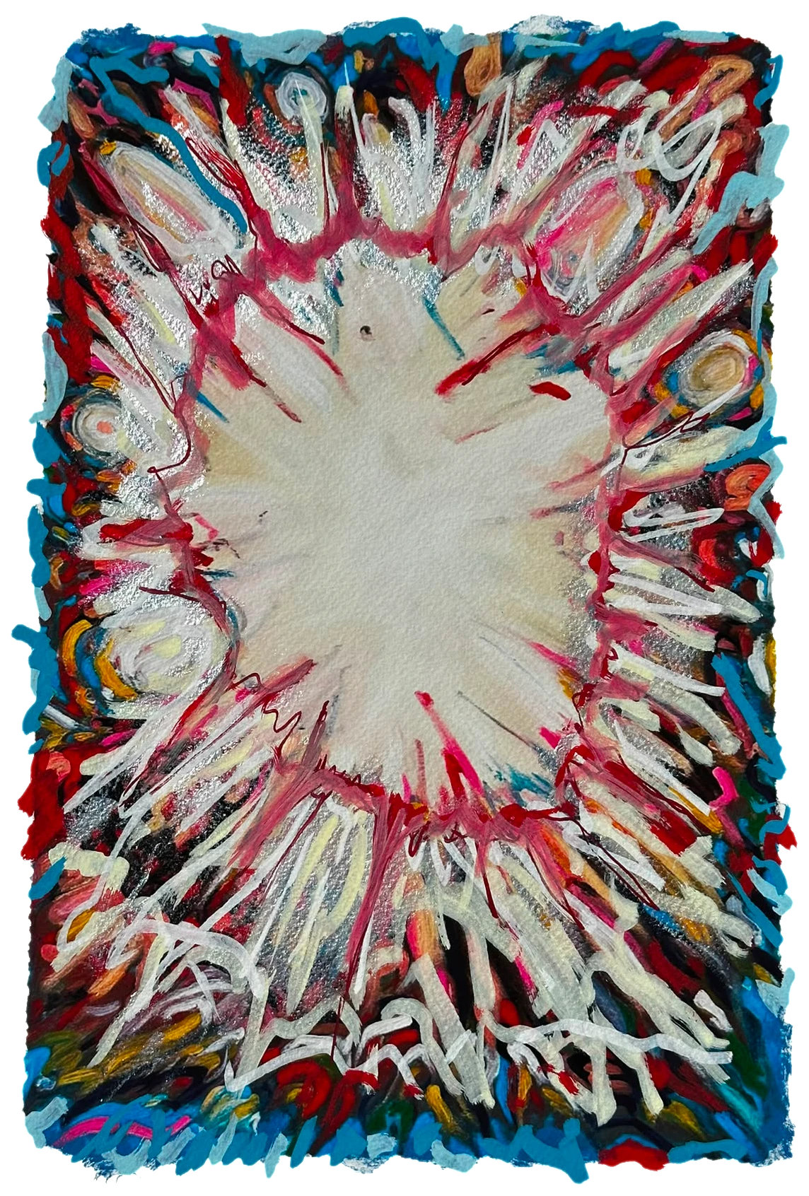 Source 3 V001 — Acrylic and print on paper, torn edges