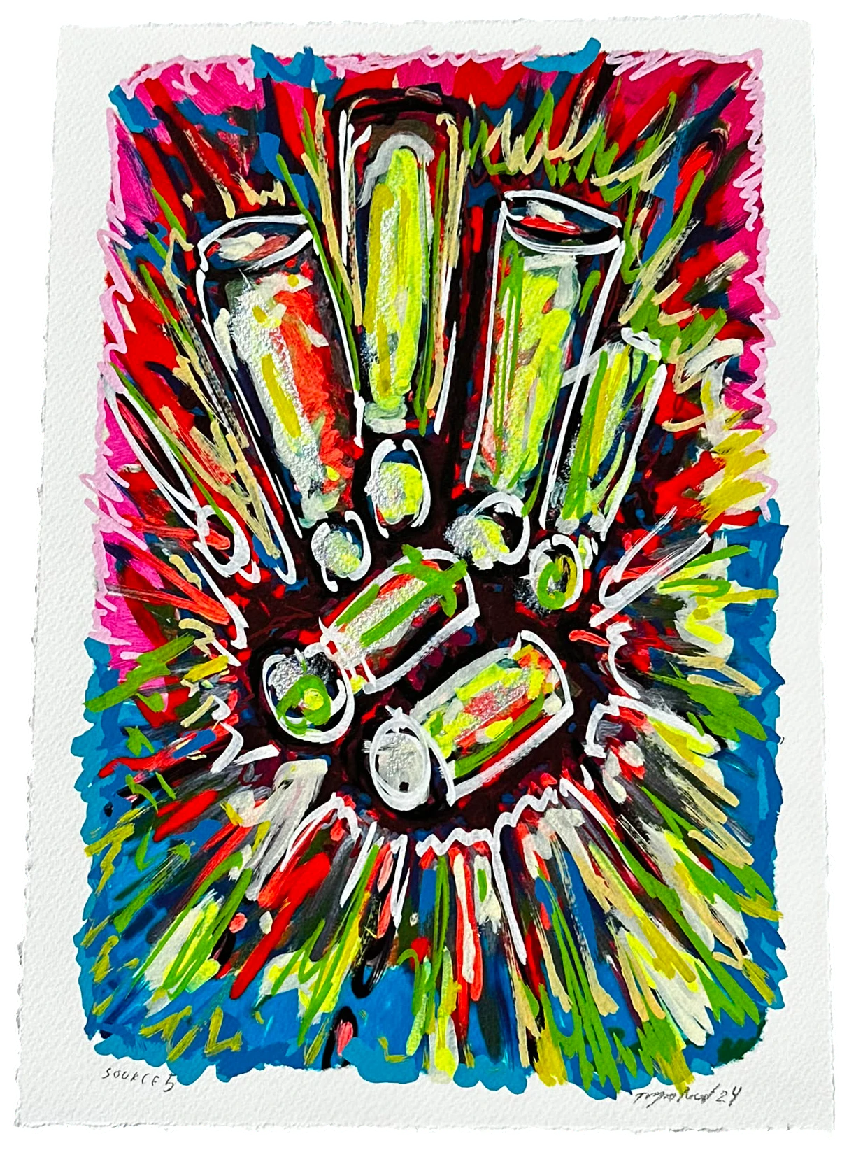 Source 5 V001 — Acrylic and print on paper, torn edges
