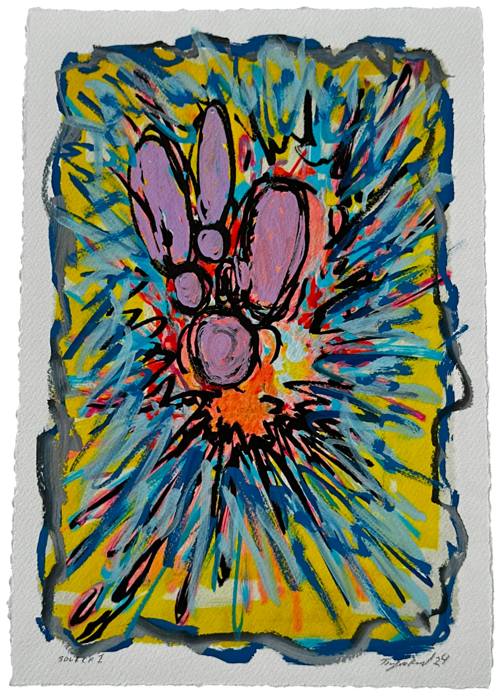 Source 1 V001 — Acrylic and print on paper, torn edges