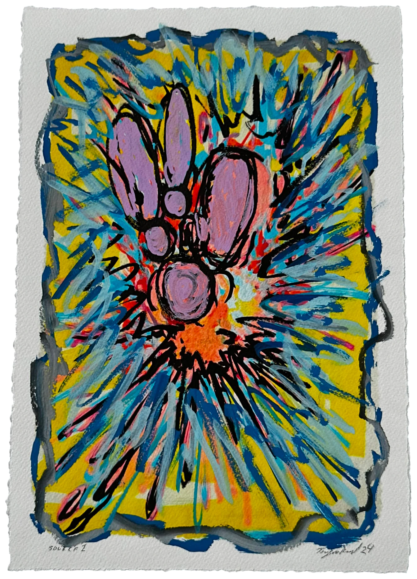 Source 1 V001 — Acrylic and print on paper, torn edges