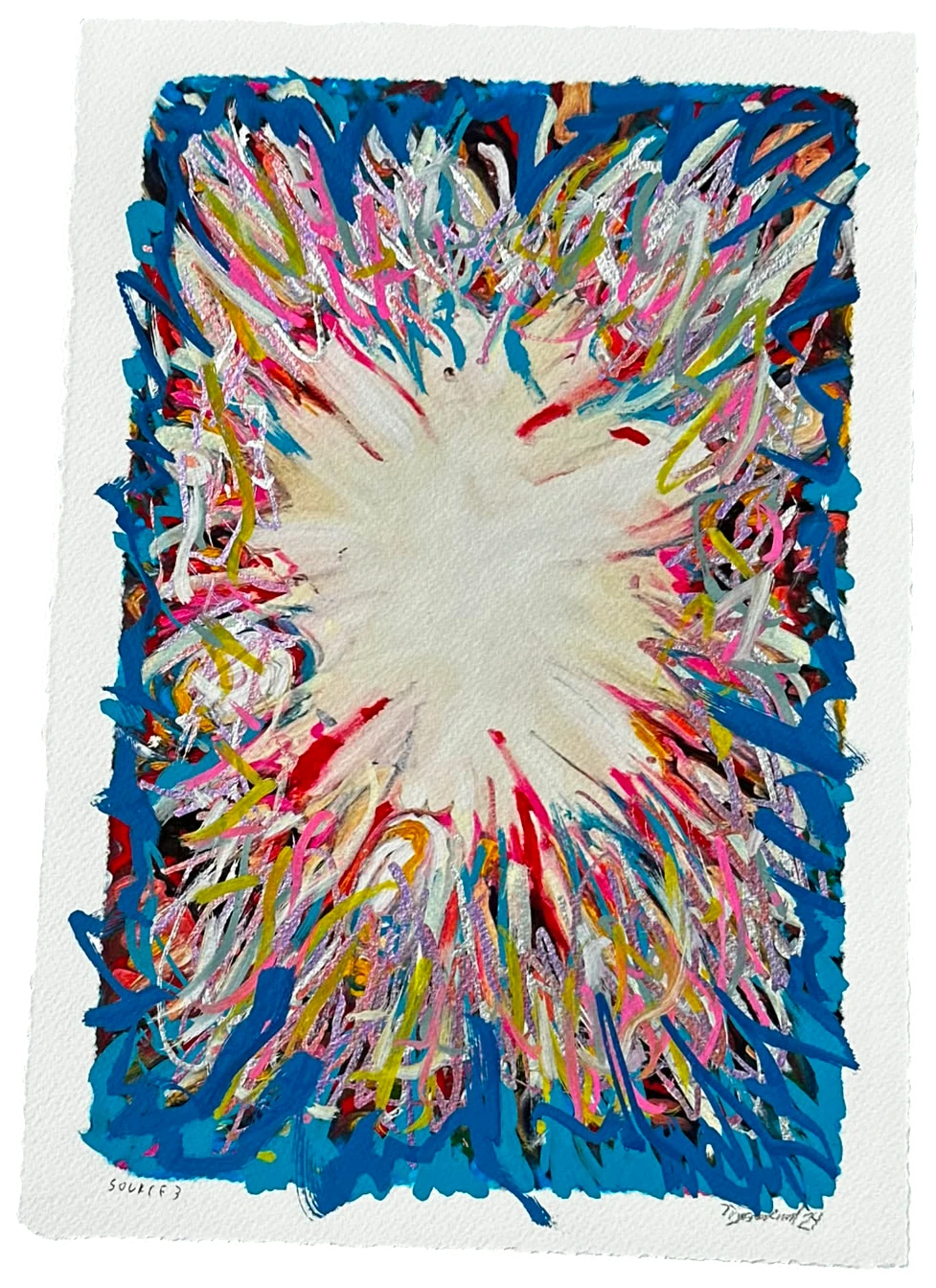 Source 3 V004 — Acrylic and print on paper, torn edges