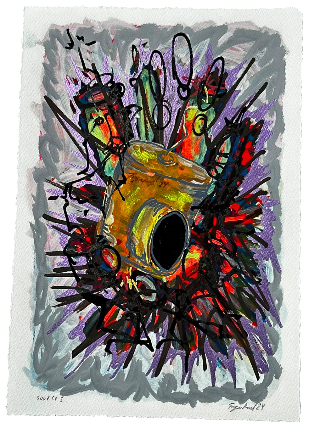 Source 5 V003 — Acrylic and print on paper, torn edges
