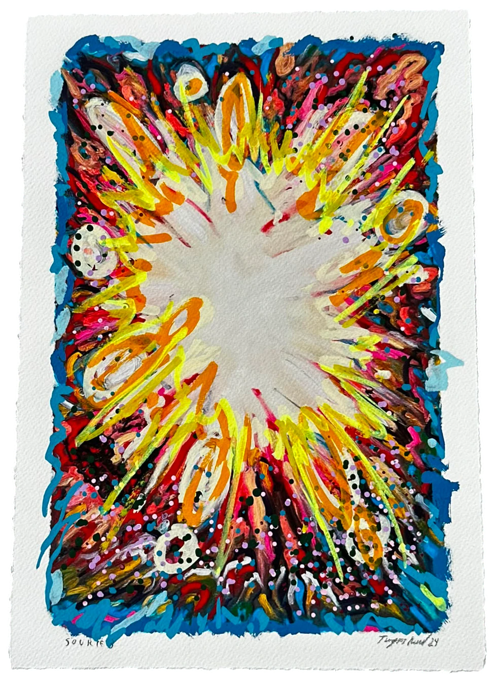 Source 3 V005 — Acrylic and print on paper, torn edges