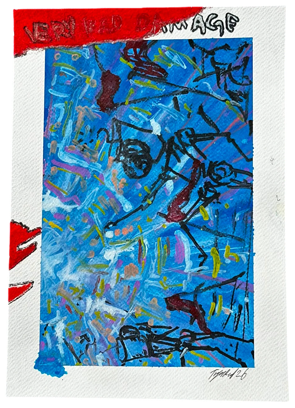 Very Bad Damage — Acrylic and ink on thick paper