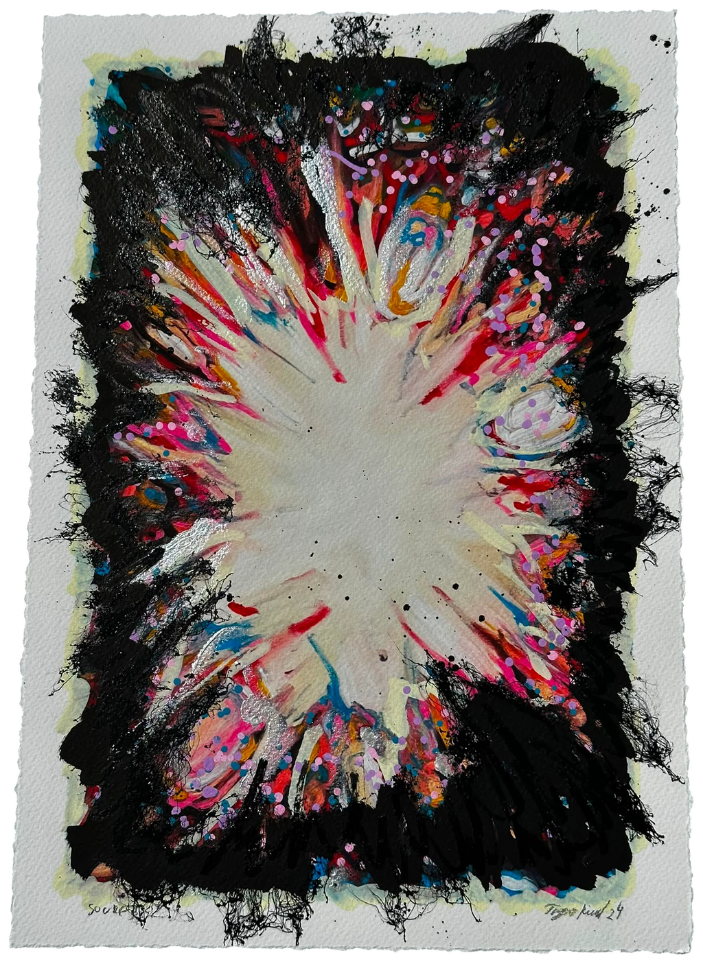 Source 3 V006 — Acrylic and print on paper, torn edges