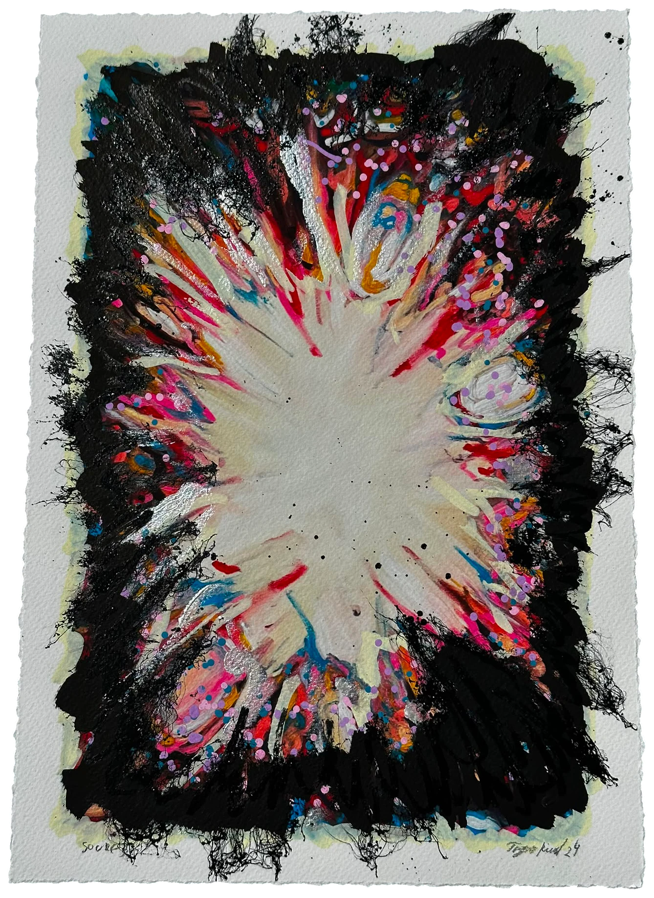Source 3 V006 — Acrylic and print on paper, torn edges